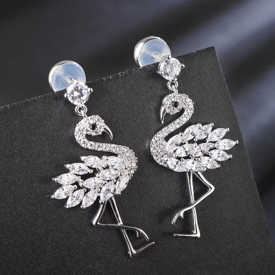 2020 NEW Fashion jewelry Flamingo Zircon Earrings Crystal from Austrian 2 Colors for women and female Fit Party