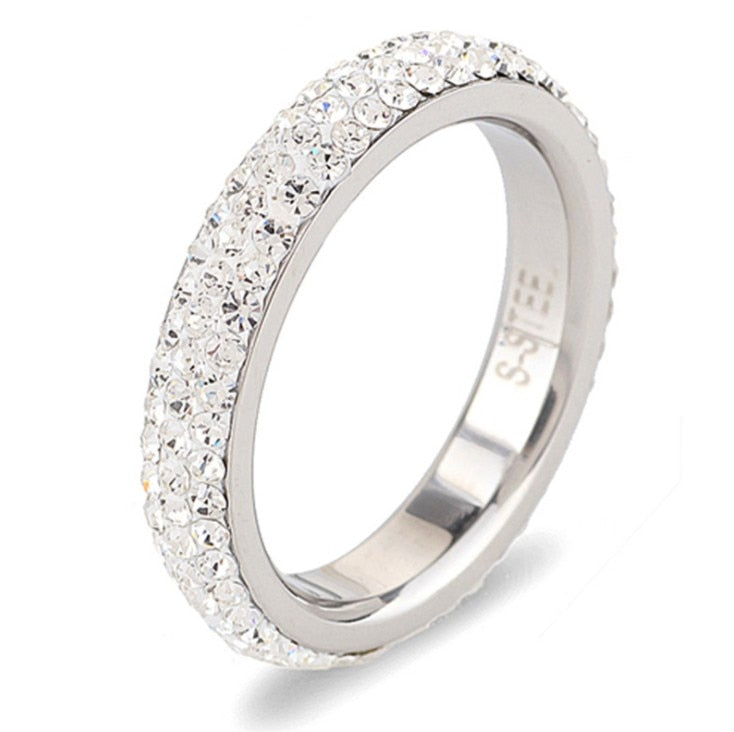 2020 NEW Fashion jewelry stainless steel Carved RING RING Female Crystal from Swarovski Simple Temperament Wild Anti-allergic