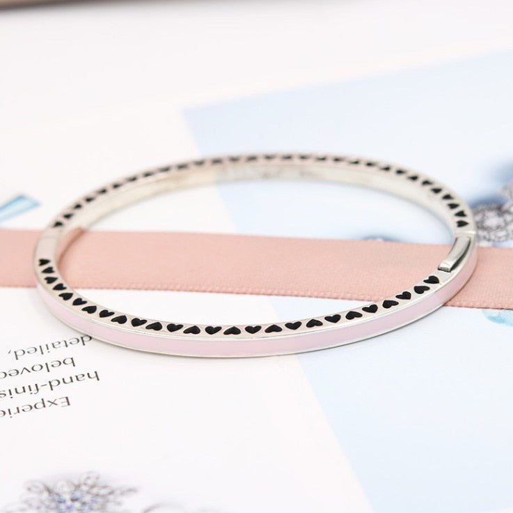 2020 NEW Wholesale Fashion jewelry really 925 sterling silver Crystals from Swarovski Bracelet For Women Charm Bangle Pink