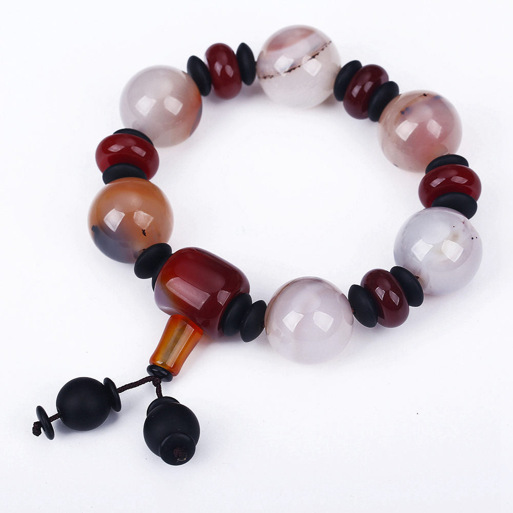 2020 Natural Agate Jade Bracelet Amber Handmade Natural Stone Stretch Elastic Glass Bead Charm Bracelets Women Fashion Jewelry