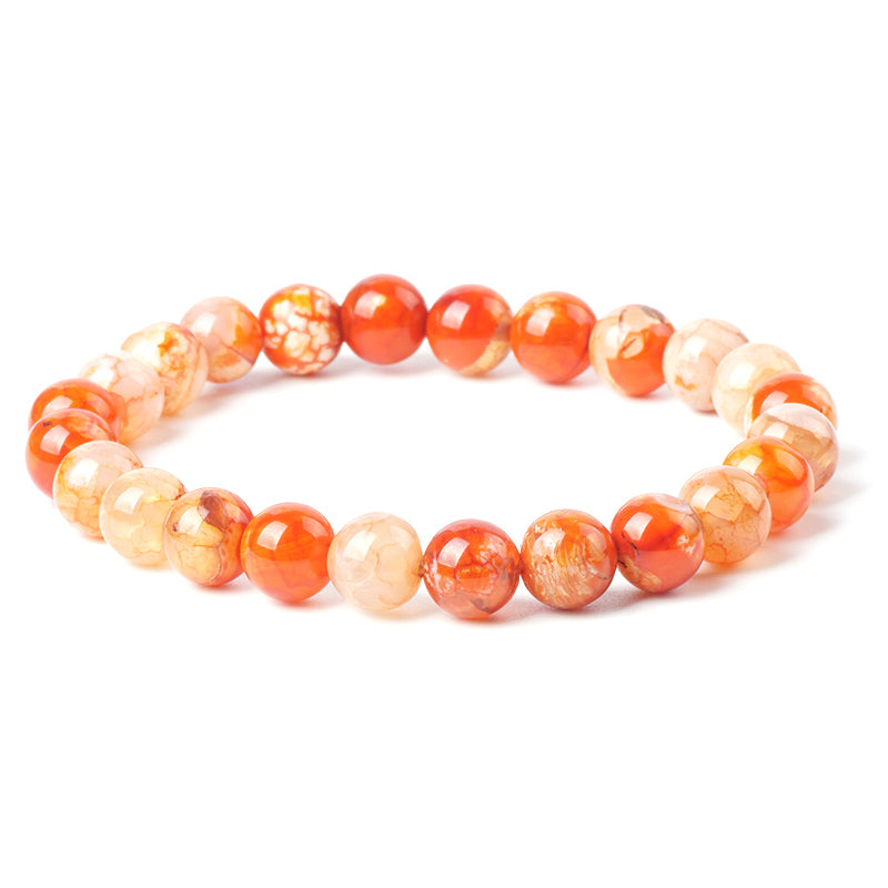 2020 Natural Stone Bracelet Orange Crackle Agate Bracelets 8mm Men Charms Crystal Beaded Energy Bangles Jewelry Gift For Women