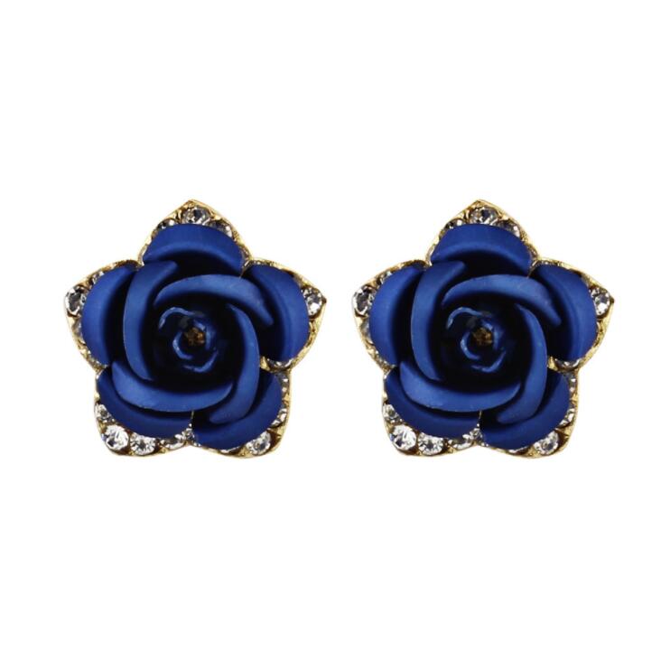 2020 New 1 Pair 5 Color Wholesale New Jewelry Rose Gold Color Crystal Rhinestone Pearl Flower Grape Stud Earrings High Quality