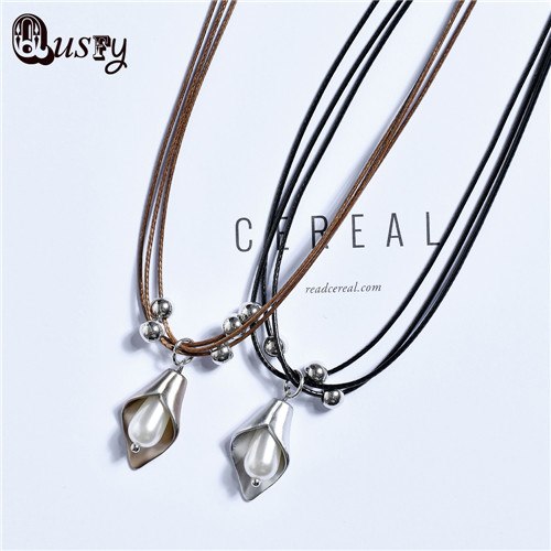 2020 New 2 pieces Best Friends Necklace Pendant Couple Girls Fish Flower Butterfly Necklaces Pendants Collier Leather Chain ec