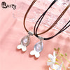 2020 New 2 pieces Best Friends Necklace Pendant Couple Girls Fish Flower Butterfly Necklaces Pendants Collier Leather Chain ec