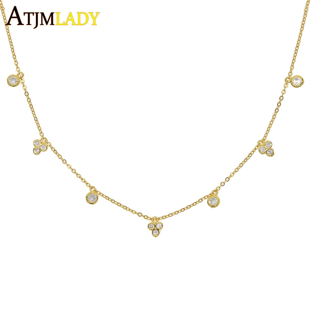 2020 New 925 Sterling Silver Fashion cubic zirconia Necklace Poker Love Drop cz Pendant Necklaces For Women Fine Jewelry choker