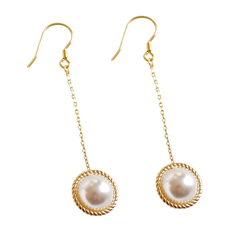 2020 New 925 Sterling Silver Earrings Twist Style Shell Bead Drop Earrings Long Section Silver Jewelry For Women