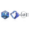 2020 New 925 silver Earrings Female Crystal from Austrian hot Fashion jewelry 7 Colors Simple wind square crystal earrings