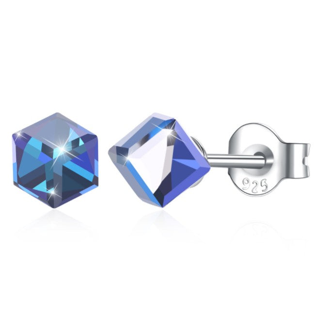 2020 New 925 silver Earrings Female Crystal from Austrian hot Fashion jewelry 7 Colors Simple wind square crystal earrings