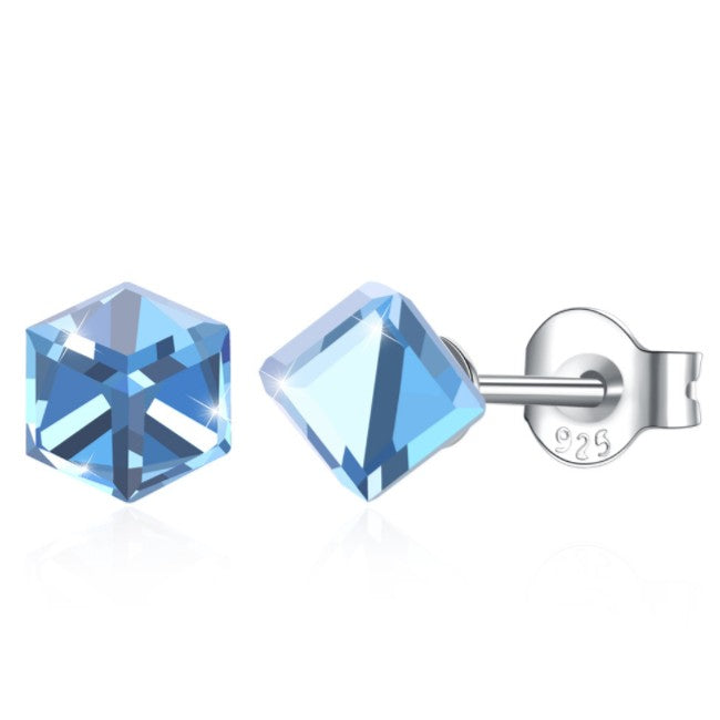 2020 New 925 silver Earrings Female Crystal from Austrian hot Fashion jewelry 7 Colors Simple wind square crystal earrings
