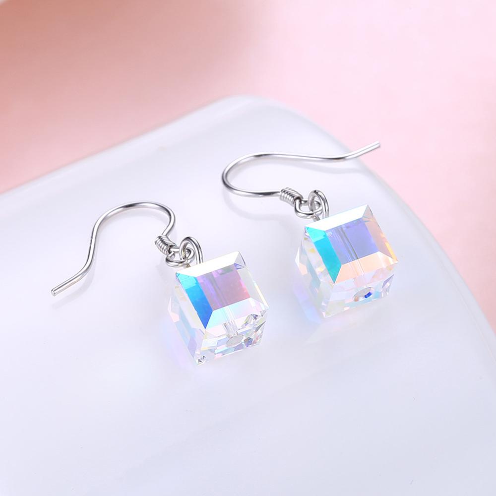2020 New 925 sterling silver 100% Original Crystals From Austrian Sweet Sugar Crystal Earrings Simple Temperament Fit Party