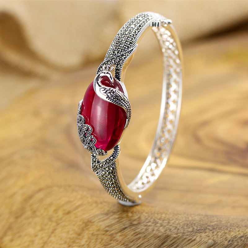2020 New Armbanden Voor Vrouwen Product S925 Pure Ethnic Jewelry Wholesale Only Beautiful Lady Wind Corundum Peacock Bracelet