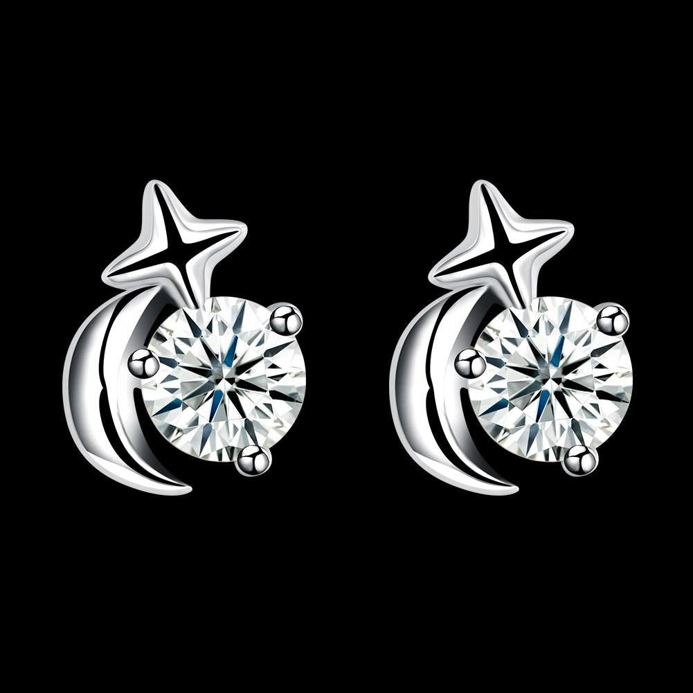 2020 New Arrival AAA Zircon star shape Silver 925 sterling Stud Earrings for Women Moon Trendy Party fine jewelry gifts
