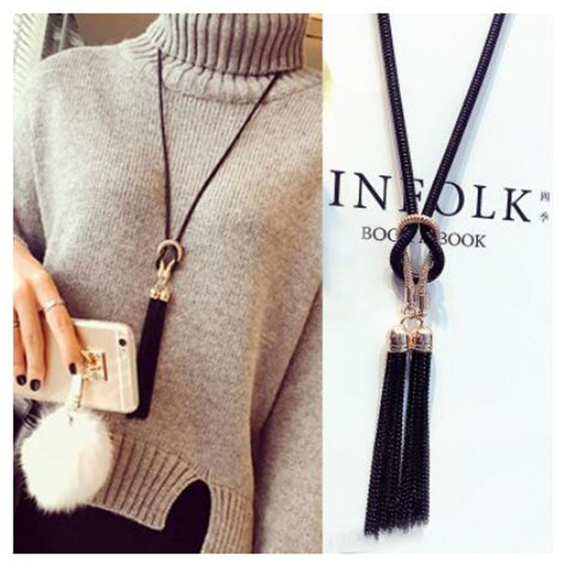 2021  Female Pendant Necklace Tassel Long Winter Sweater Chain Necklace Women Necklaces  Sales
