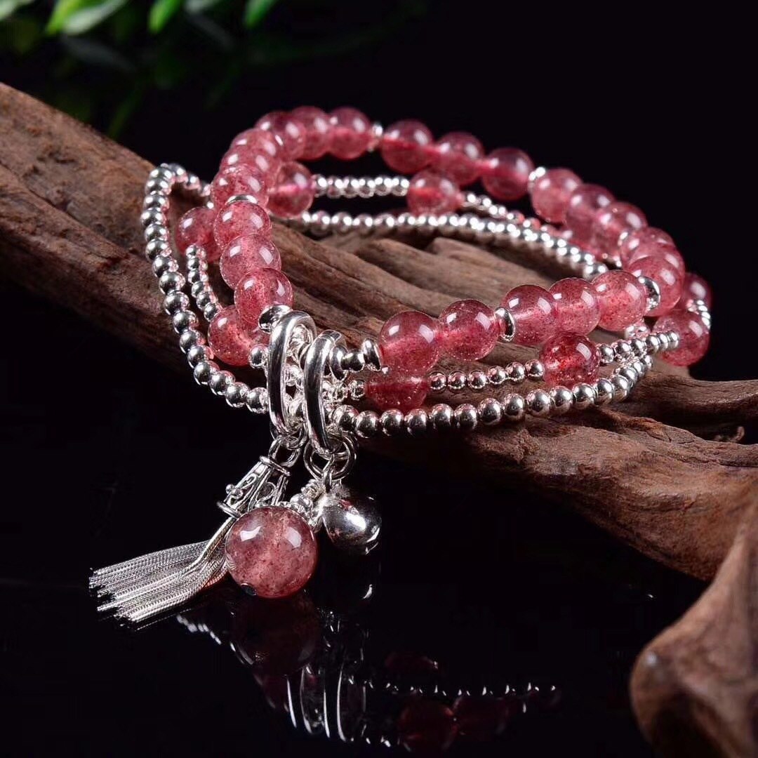 2020 New Arrival Product S925 Spring Jewelry Accessories Original Design Diy Pure Handmade Lady Strawberry Crystal Hand String