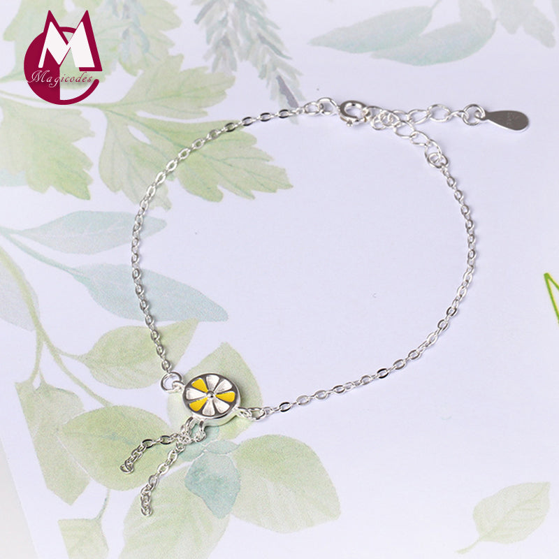 2020 New Arrival S925 Sterling Silver Bracelet For Women Cute Lemon Fruit Charm Bracelet Bangles Fine Jewelry Accessories YB63