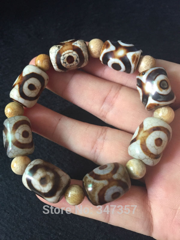 2020 New Arrival Tibet Dzi Bracelet Natural Agate Three Eyes Old Heaven Tibet Misterious Dzi Worth to Collection