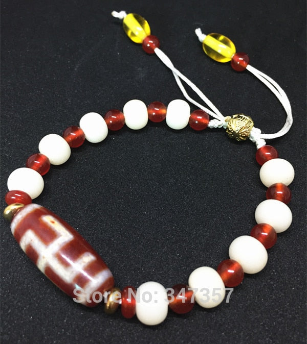 2020 New Arrival Tibet Dzi Bracelet Swastika+One Eye Mistery Tibetan Dzi Natural Red Stone and Bodhi Bracelet