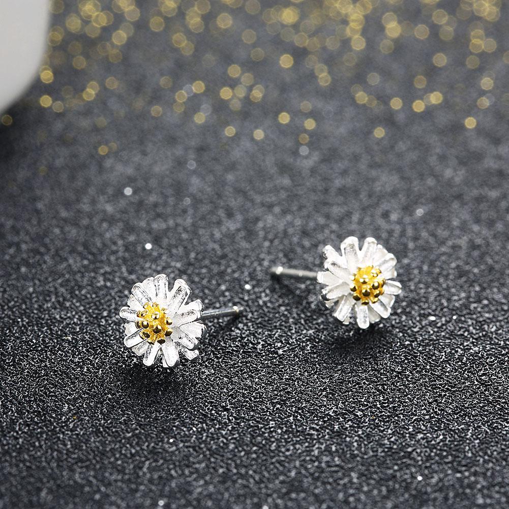 2020 New Arrival Yellow Daisy shape 925 sterling Silver Stud Earrings for Women Plant Trendy Party fine jewelry girls gifts