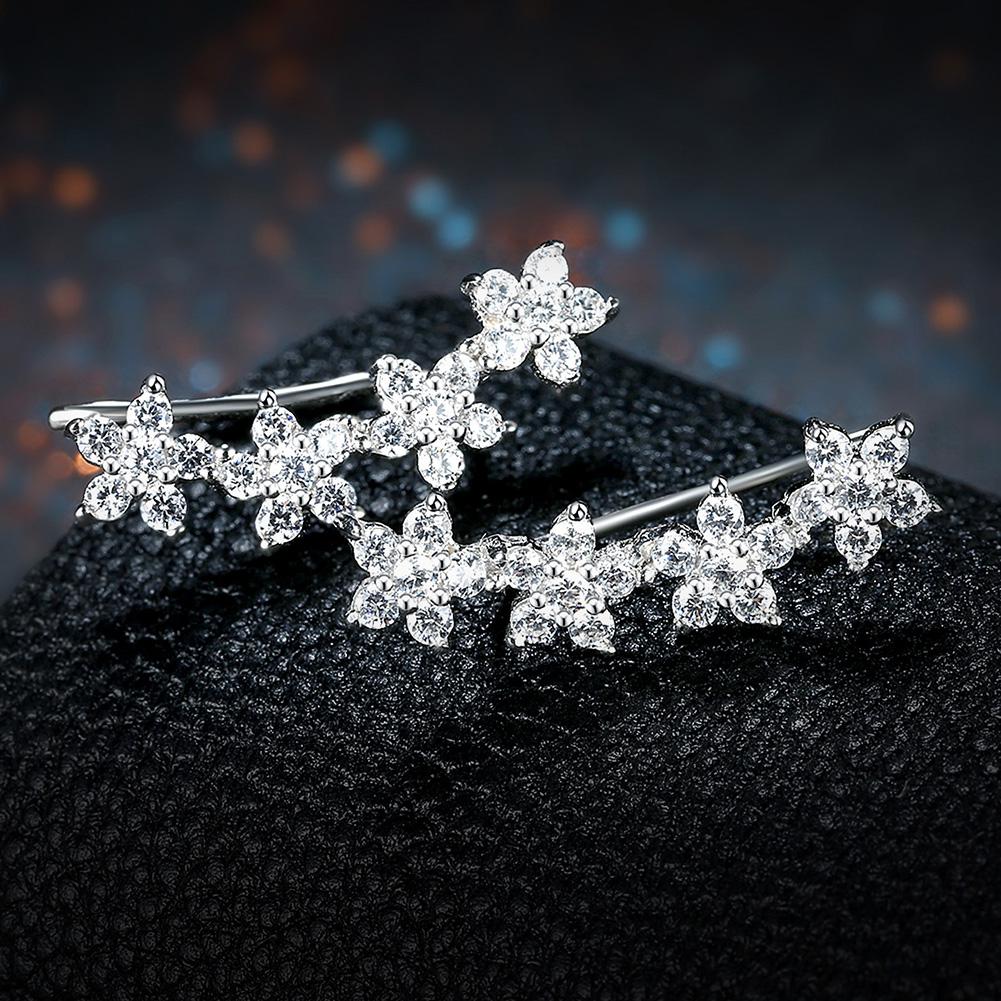 2020 New Arrival luxury Flower Zircon Silver 925 sterling Stud Earrings for Women Plant Trendy Party fine jewelry girls gift