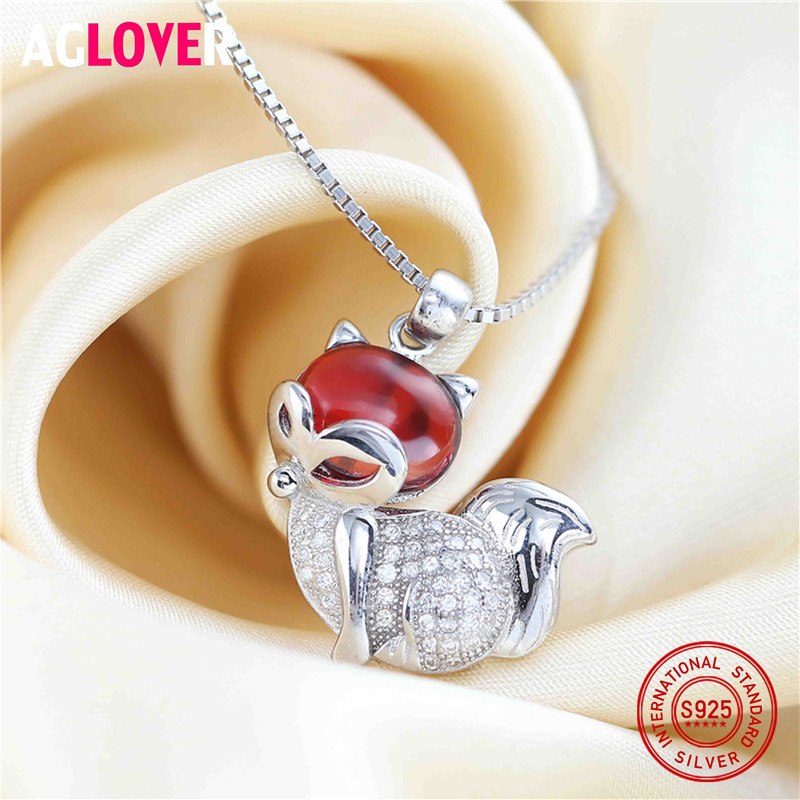 2020 New Arrive Lovely Fox Design 925 Pure Sterling Silver Ladies Top Quality CZ Pendant Necklaces Birthd Women Gift Wholesale
