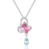 2020 New Blue/Pink Crystal Rhinestone Butterfly Pendant Necklace Classic Jewelry Lover Gift Women's Necklaces