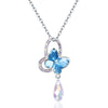 2020 New Blue/Pink Crystal Rhinestone Butterfly Pendant Necklace Classic Jewelry Lover Gift Women's Necklaces