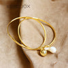 2020 New Bohemia Woman Bangles White Drop Pearl Circle 14k Yellow Gold Designer Fashion Creative Gift