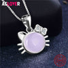 2020 New Brand Design Women Cat Necklace Red Fire Opal Necklaces & Pendants Fashion 925 Sterling Silver Animal Jewelry