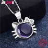 2020 New Brand Design Women Cat Necklace Red Fire Opal Necklaces & Pendants Fashion 925 Sterling Silver Animal Jewelry