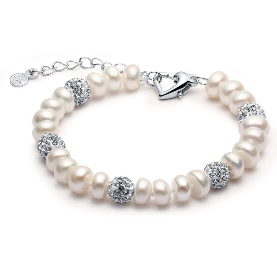 2020 New Charm Bracelet Pearl Jewelry zircon Bracelet 100% Natural Pearl 925 Sterling Silver Bracelet gift For Women
