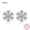 2020 New Design 100% 925 Sterling Silver Earrings Snowflake AAA CZ Stud Earrings Woman Charm Jewelry