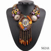 2020 New Design Fashion Vintage Tibetan Button Bib Bead Tassel Pendant Choker Big Chunky Statement Necklace Collar For Women