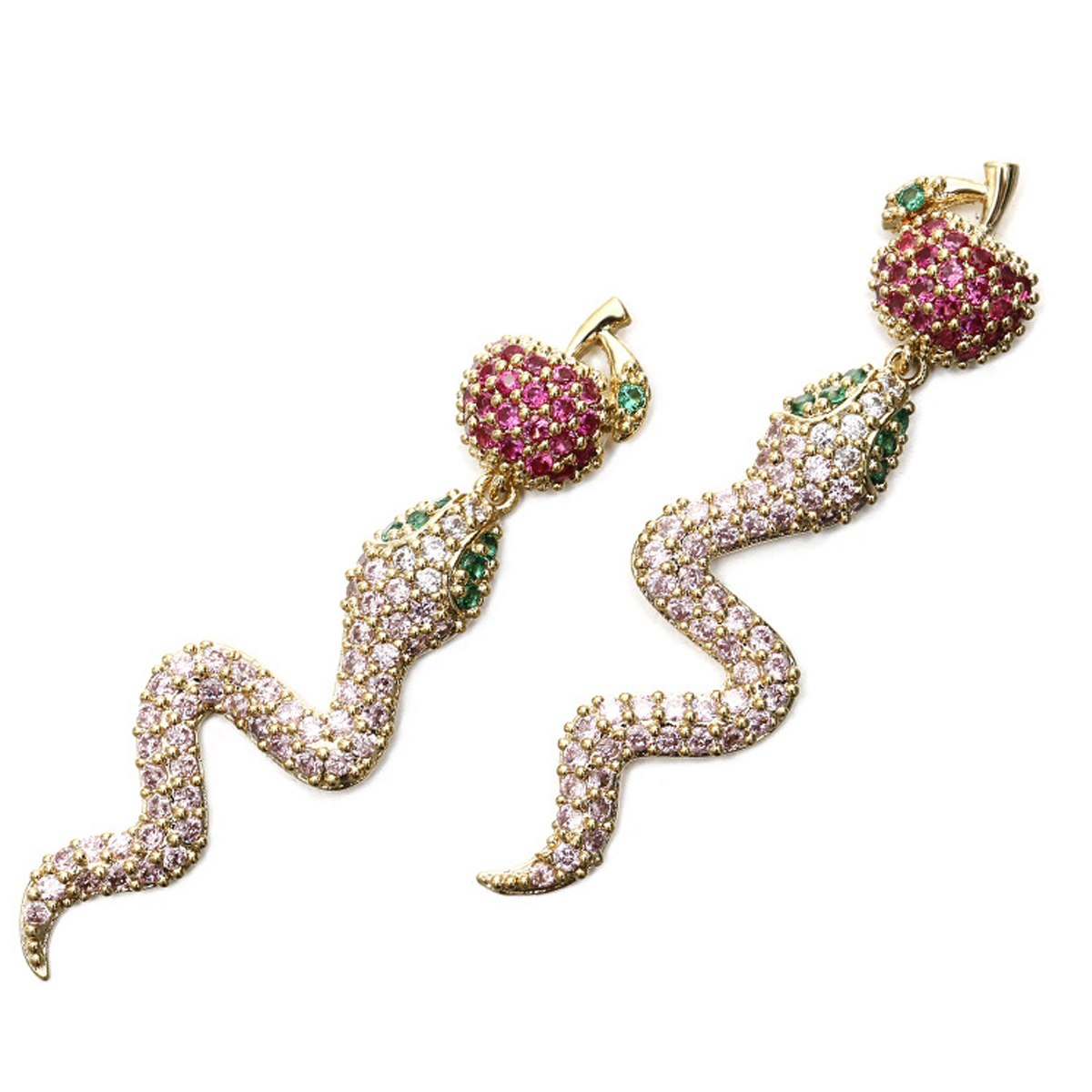 2020 New Design Snake Eat Apple Animal Long Drop Earring Woman Girl Statement Drop Earring Bohemia Boho Christmas Gift