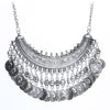 2020 New Design Women's Fashion Silver Coins Pendant Statement Bib Charm Choker Coin Choker Necklace Statement Maxi Necklaces