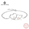 2020 New Double Heart Shape Opal bracelets for women Silver 925 Chain Bracelet Femme Fashion Romantic Jewelry Chain Gifts