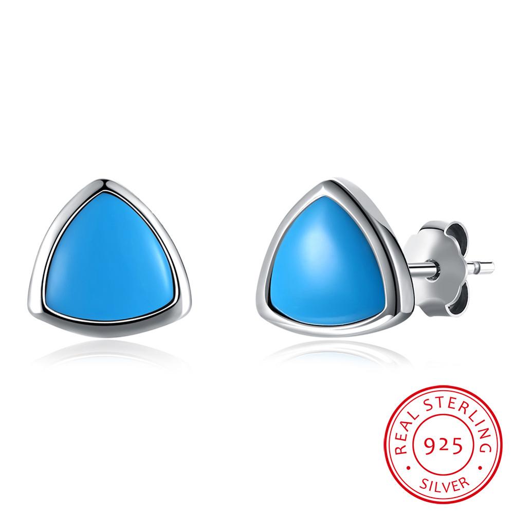 2020 New Earrings 925 silver Crystal from Austrian Simple Geometric Turquoise Women Earrings European Fine Jewelry Jewelry