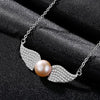 2020 New Elegant Fashion Luxury 925 Silver Angel Wing Shape Pendant Pearl Necklace Jewelry for Women Wedding Gift