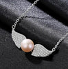2020 New Elegant Fashion Luxury 925 Silver Angel Wing Shape Pendant Pearl Necklace Jewelry for Women Wedding Gift