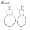 2020 New European 925 Silver Post Big Hoop Earring Cubic Zirconia Aros Double Round Circle Earrings Women Jewelry Gift ZK30