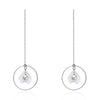 2020 New Fashion 925 Sterling Silver Long Chain Pink Drop Earrings For Women Wedding Fashion Pearl Round Lady Party Earring