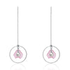 2020 New Fashion 925 Sterling Silver Long Chain Pink Drop Earrings For Women Wedding Fashion Pearl Round Lady Party Earring