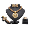 2020 New Fashion African Beads Jewelry Set Exquisite Carved Dubai Pure gold -color Jewelry Set Nigerian Wedding Bridal Bijoux