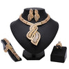 2020 New Fashion African Beads Jewelry Set Exquisite Carved Dubai Pure gold -color Jewelry Set Nigerian Wedding Bridal Bijoux
