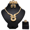 2020 New Fashion African Beads Jewelry Set Exquisite Carved Dubai Pure gold -color Jewelry Set Nigerian Wedding Bridal Bijoux