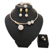 2020 New Fashion African Beads Jewelry Set Exquisite Carved Dubai Pure gold -color Jewelry Set Nigerian Wedding Bridal Bijoux