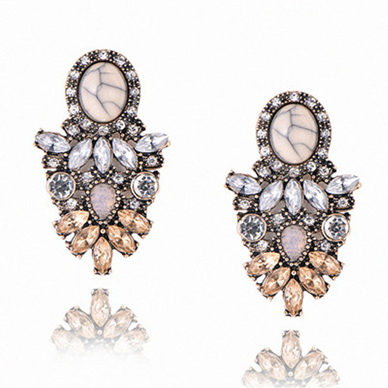 New Fashion Colorful Flower Big Luxury Drop Earring Pendant Crystal Gem Statement Earrings Jewelry Wholesale A28