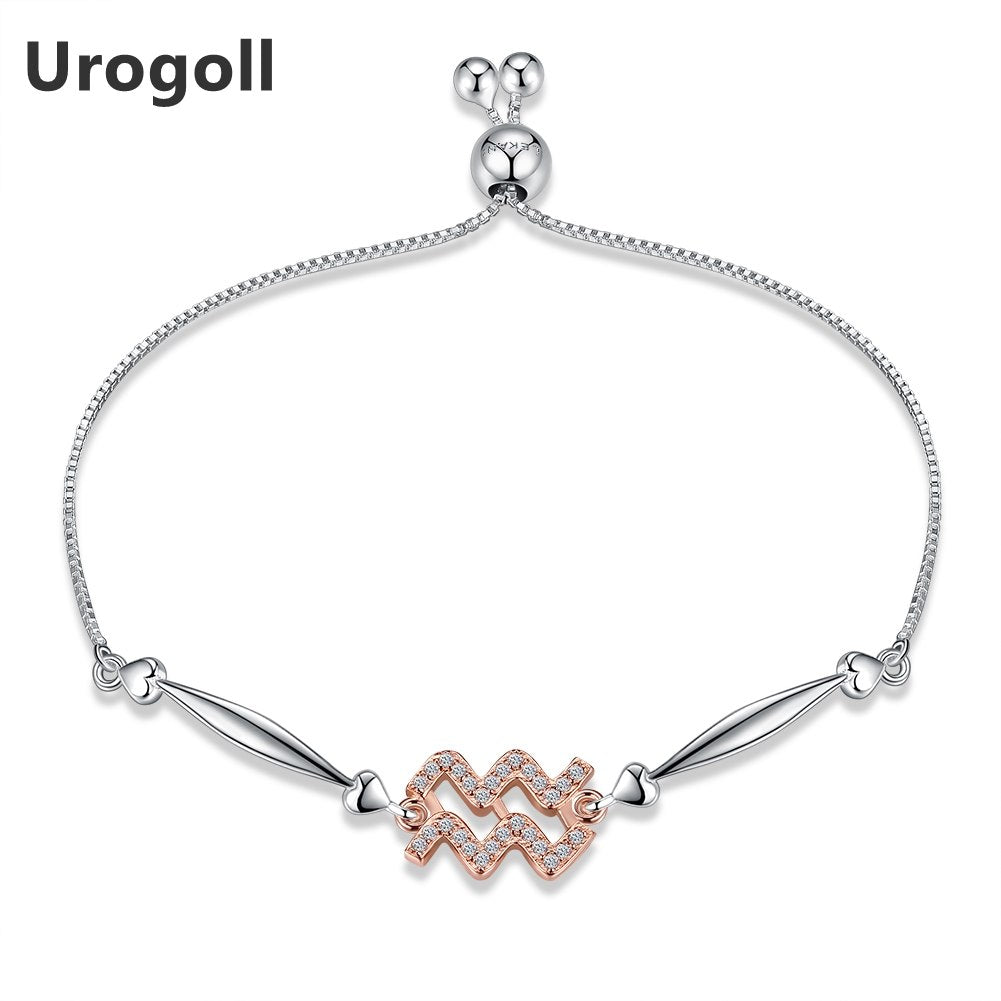 2020 New Fashion Constellation Adjustable Bracelets for Women Fine Jewelry Certificate 925 Sterling Silver Aquarius Bracelets