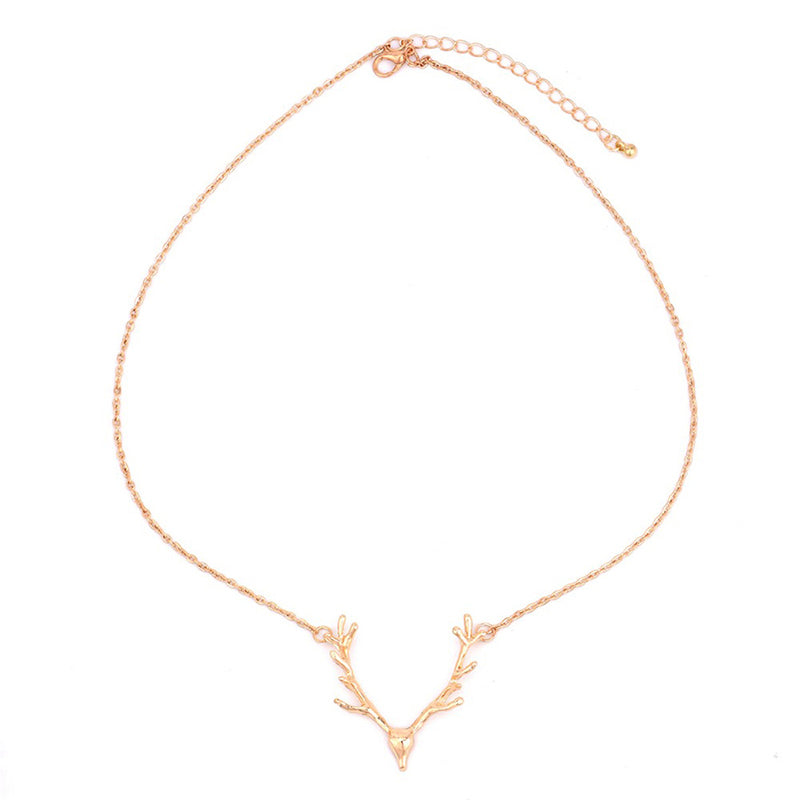 2020 New Fashion Deer Horn Antler Necklace Jewelry Simple Elegant Horn Necklace Antler Tiny Cute Pendant Necklace For Women