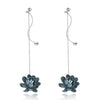 2020 New Fashion Earrings Silver 925 Jewelry Blue & Red Flower Pendant 925 Sterling Silver Drop Earrings Women Long Earrings