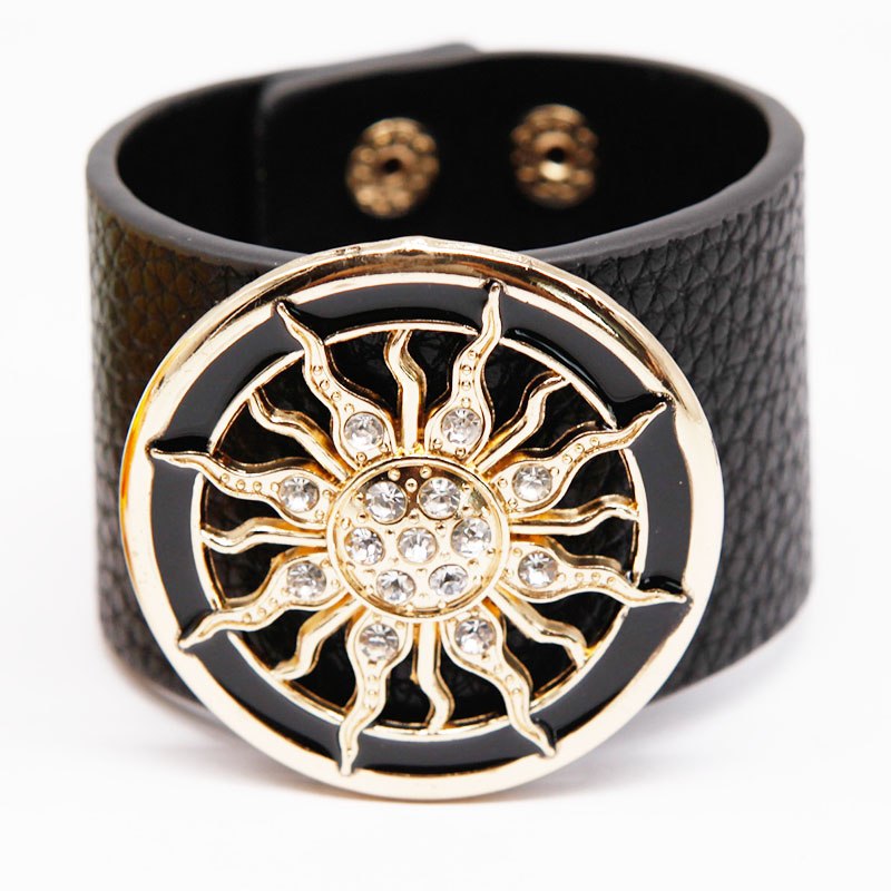 2020 New Fashion Ladies Jewelry PU Leather Adjustable Bracelet Wide Alloy Punk Retro Bracelets & Bangles Women Jewelry Gift